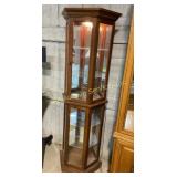 Wood Curio Cabinet 2 Tiered 2 Doors 3 Sided