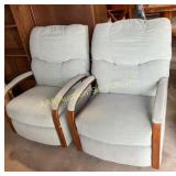 Rocker Recliners (2) Upholstered Wood Armds