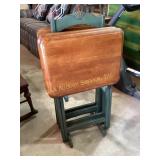 Set of 4 Wood TV Trays in wooden stand to store &