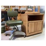 Wood microwave stand/cabinet with casters. 26 in