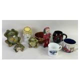 Ceramic: Frogs, angel, Mugs, and Bowl