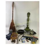 Lodge cornbread pan, some rust, pewter bookend,