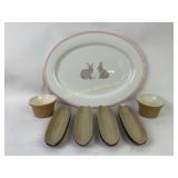 Martha Stewart bunny platter, corn cob holders,