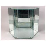 Glass hexagon display case. 12.25h x 14.25w x