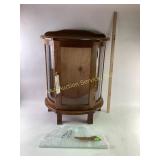Miniature china cabinet curved, glass shelves,