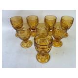 Amber and goblets and custard dishes all in good