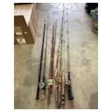 Fishing poles: black cat with south bend no. 30