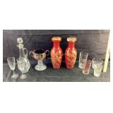 Pair of Chinese red and gold porcelain vases