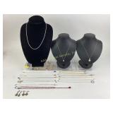 Costume Jewelry: flower necklace, .925 cross