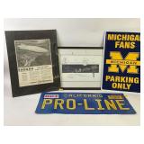 Michigan state metal sign, apac Line sign, framed