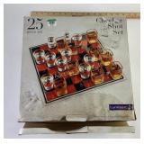 Checker shot set. 25 piece set. Water damage to