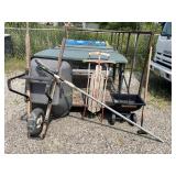 6 cu ft poly wheelbarrow. Seed spreader. Garden