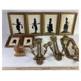 Homco Mirrored wall sconce with 2 MCM 1969 Syroco