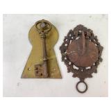 Brass key door knocker, iron floral door knocker