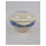 Longaberger pottery blue heart lidded oval dish