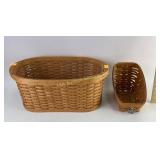 Longaberger large oval basket with liner, stair