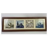 Framed Delft Blue and Multicolor Hand-Painted Cera