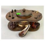 8 Pies With Pipe Stand. Ceramic and Leather Stand.