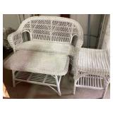 White wicker 3 pc. Outdoor furniture set.