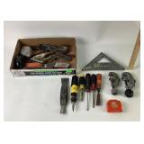 Various tools: screwdriver, utility items, tape
