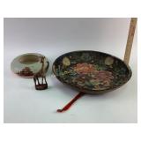 Wooden Hand Painted Tray, Carved Wooden Giraff,