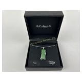 Jadeite bamboo sterling silver necklace, total