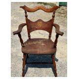 18th century marquetry inlaid armchair American.