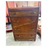 MCM Art Deco waterfall 4-drawer dresser : 46in H