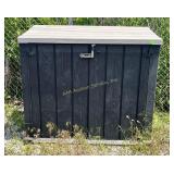 Hinged lid plastic outdoor storage box. Double