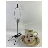 Longaberger Fruit Medley Pottery Pitcher and Bowl