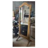 Oak Cheval standing mirror : 64in H x 23in W x