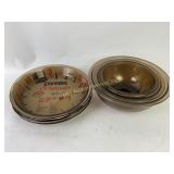 Amber Glass Pyrex Mixing Bowl Set and Pie Plate