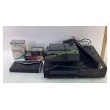 T e a c HQ player untested, VHS wine reminder,