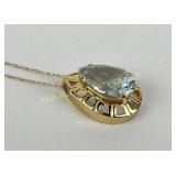 14k gold & aquamarine necklace. Total weight