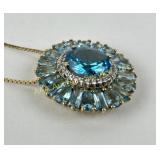 Sterling & blue gemstone necklace. Total weight