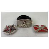 Skull, Star and flag belt buckles m/l belt