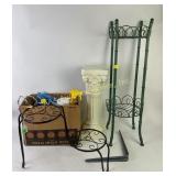 Bamboo style plant stand, column plant holder,