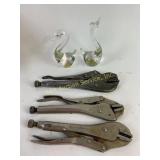 Vice Grips vintage qty:3 and Swan paperweight