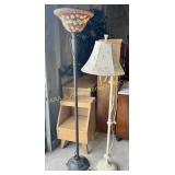 Two (2) Torchiere floor lamps. Hammered bronze