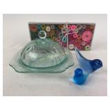 Madrid aqua depression glass butter/ candy