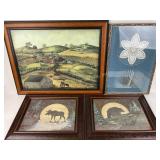 Framed art: crochet with needles, moose in the