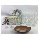 Roselane leaf bowl, monk shaker, goblets, cutting