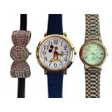 Wristwatches Including Mickey Mouse Watch and Crys