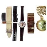 Wristwatches and Gold-Tone Mickey Mouse Pocket Wat