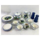 Ceramic Folk Art, small tea set - hand painted by