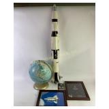 Globe and rocket Framed space photos, V-2 Rocket