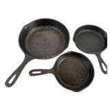 Cast iron pans and skillets qty. 3- one marked
