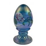 Fenton hand painted iridescent art glass egg