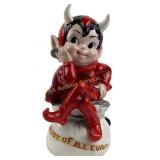Ceramic devil coin bank vintage Root of All Evil