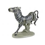 Royal Dux porcelain leaping zebra statue